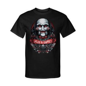 Want to Play A Game Jigsaw Saw Horror Serial Killer Graphic Tee T-Shirt